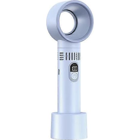 Ventilateur sans pales, ventilateur portatif rechargeable haute puissance à affichage numérique intelligent (bleu) (1/5)