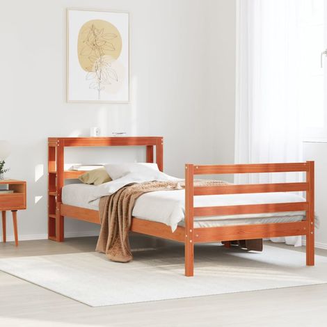 Estructura de cama sin colchón madera maciza marrón 75x190 cm vidaXL (1/5)