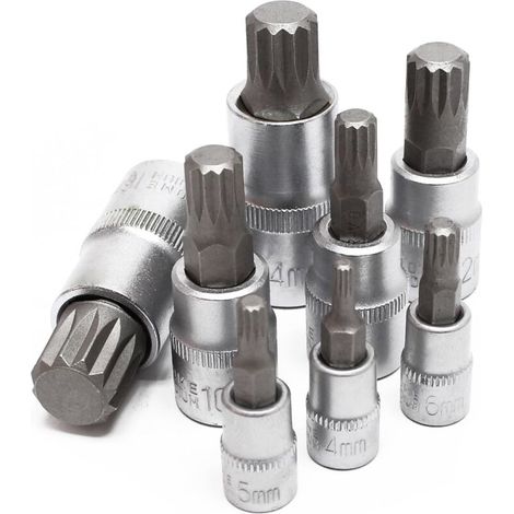 Set di bussole XZN a denti multipli, 8 pezzi M4 - M16