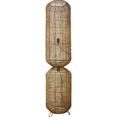 lampe sur pied en rotin naturel style bohème éclairage doux - rotin naturel clair (1/3)