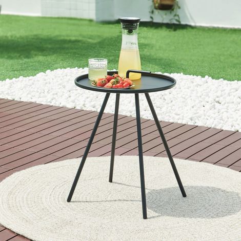 Outdoor-Beistelltisch Fosen 55 x Ø 42 cm Schwarz [en.casa]
