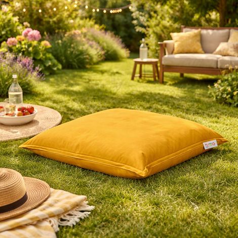 Coussin pouf extérieur jaune ARTA (1/4)