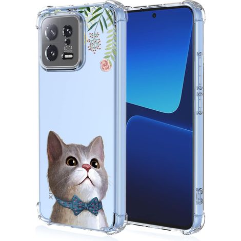 CUSTODIA IN SILICONE TRASPARENTE PER XIAOMI 13 6,36"" GATTO CON PAPILLON PIANTE CARINE (1/5)