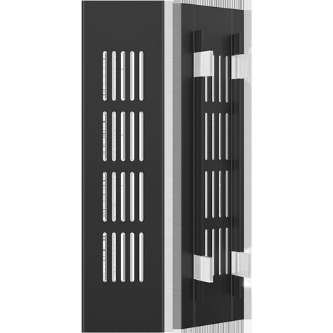 Lot de 2 Grilles d'aération en aluminium 200x50 mm noires rectangulaires - Grille d'aération pour placards, chambres à coucher et portes (1/5)
