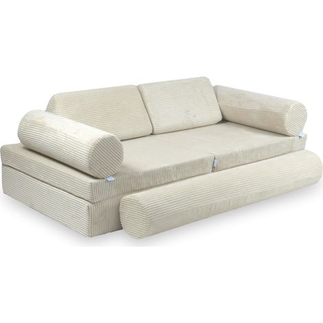 Canapé de jeu Montessori Premium en velours côtelé beige (1/5)