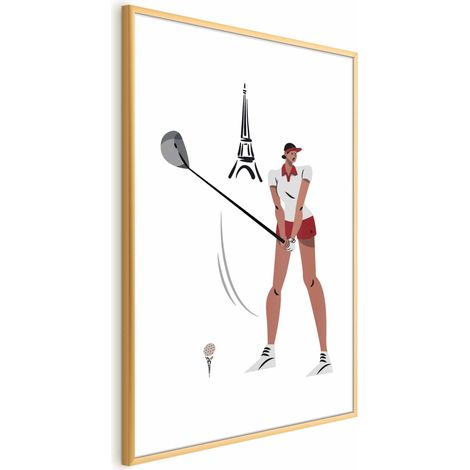 Poster - Illustrazione di un giocatore di golf con la Torre Eiffel sullo sfondo. (1/4)