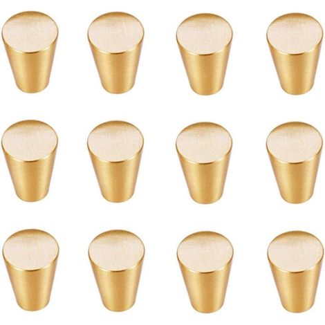 12 Boutons de Tiroir Doré, Moderne Poignée Meubles Ronde, Or Boutons d Armoire Métal, Petits Boutons de Porte pour Placards, Armoires, Commodes, Penderies, Décoration, 20x23mm (1/4)