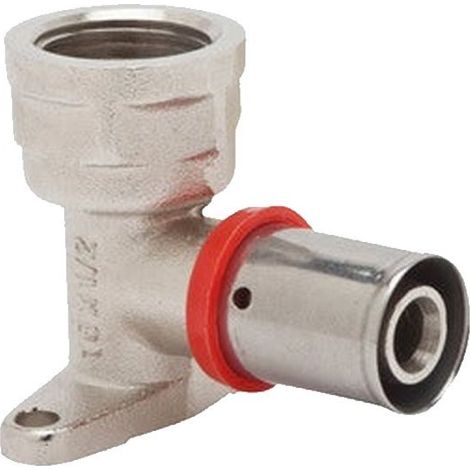 Coude femelle avec support 3/4'' pour tube multicouche 25 mm, à utiliser avec sertisseuse, gris (1/5)