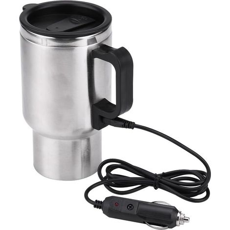 Mug chauffant de voiture, tasse chauffante de voyage en acier inoxydable, tasse à café électrique chauffante pour eau, café, lait et thé avec chargeur, 450 ml-Fei Yu (1/5)