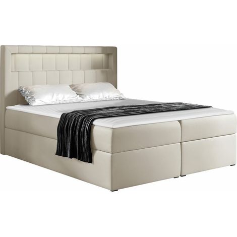 Lit boxspring Pomum, Soft 033, Double, Continental, 180x200, Faux cuir, Disponible, 182x217x123cm, LED: Disponible (1/5)