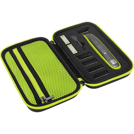 Étui portable compatible avec le rasoir et tondeuse à barbe Philips OneBlade QP2520, QP2630, QP2530, QP2620, étui de voyage rigide (vert, sans rasoir, étui de rangement séparé)