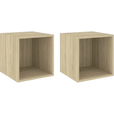 Lot de 2 armoires murales décoratives pratiques 37 x 37 x 37 cm en bois d'ingénierie chêne sonoma (1/5)