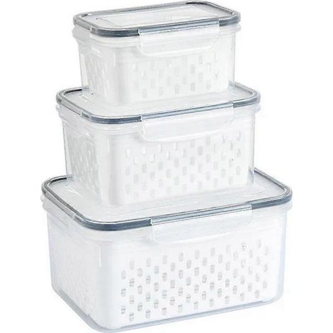Boîte de rangement pour réfrigérateur, organisateur de réfrigérateur, panier d'égouttage pour fruits et légumes, récipient de rangement pour garde-manger et cuisine (1/5)