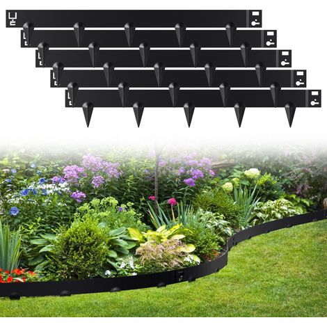 Wolketon Bordo prato con suggerimenti Bordatura del prato DIY Bordatura del prato in metallo zincato Bordatura del sentiero Nero 100x18cm 40m (1/5)