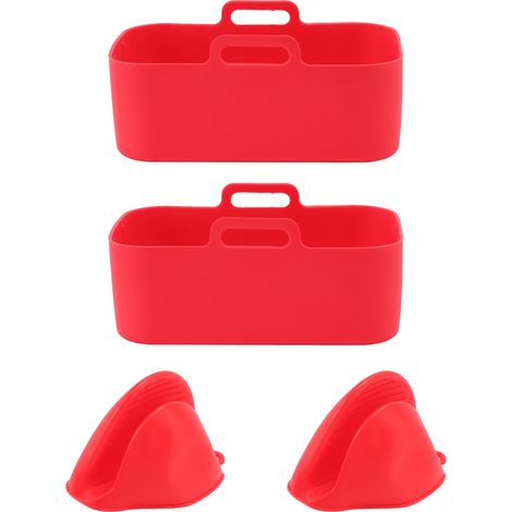 Lot de 2 paniers rectangulaires en silicone pour friteuse Ninja DZ201 Foodi 8QT (rouge) (1/5)