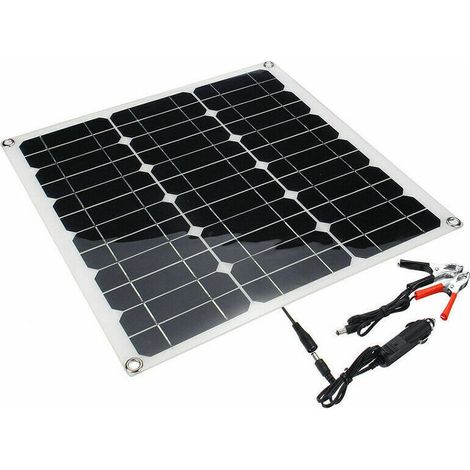 50-W-12-V-Photovoltaik-Solarmodul mit USB-Anschluss, monokristallin, schwarz, batteriegeregelt, Sasicare (1/5)