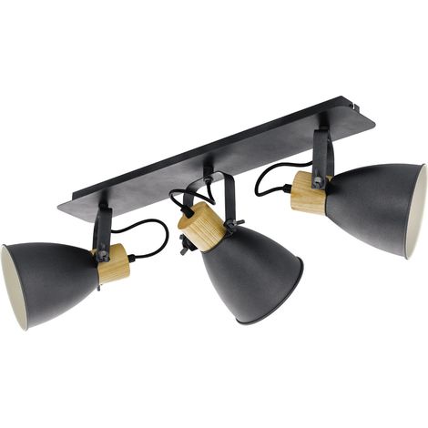 Eglo 3er Spot Coswarth anthrazit holz 67 x 14 x 24 cm E27 Deckenlampen & Kronleuchter
