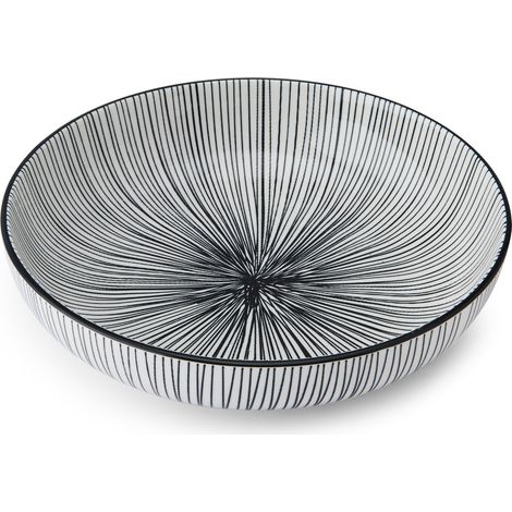 Mikasa schwarz gestreifte Keramikschale, 21 cm