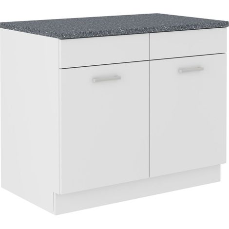 Spülenschrank Buffet Küche Mario 100 Küchenzeile Einbauküche Weiss (1/3)