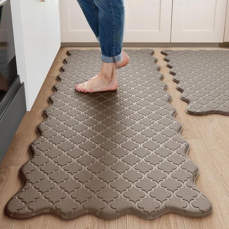 PVC Kitchen Floor Mat, Anti-slip, Oil-resistant, Thickened, Waterproof, Bathroom Mat, Household Mat - Ginger Yellow - 441501.0cm