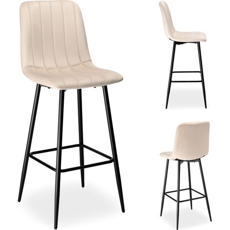 Sgabello da bar Toronto in velluto beige