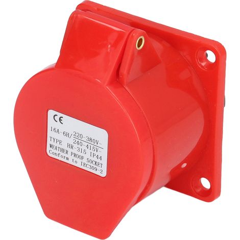 Prise de courant encastrée étanche IP44, connecteur industriel 220-250V/240-415V, socle mural pour usage professionnel. (1/5)