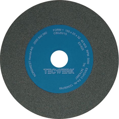 Meule à sec Ø175xB25x32mm 80 Forme A SCg TECWERK (1/2)