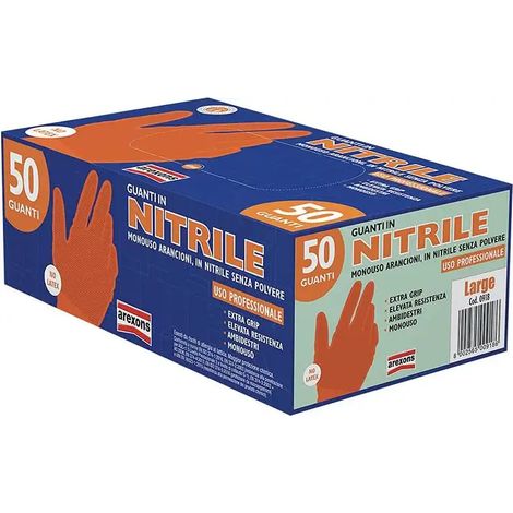 GUANTI NITRILE ARANCIONE TG. L - 50 PZ.