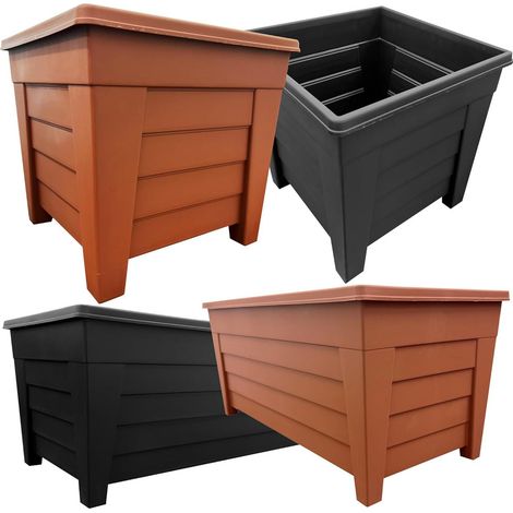 2 x Each Black Grosvenor Square 33cm & Long Grosvenor Troughs 55cm Planter Sets