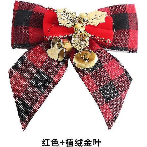 5 pendentifs sapin de Noël avec clochettes et nœud de Noël H (1/4)