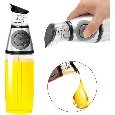 Dispensador de aceite, de vidrio, con graduaciones, pulverizador, cocina (1/5)