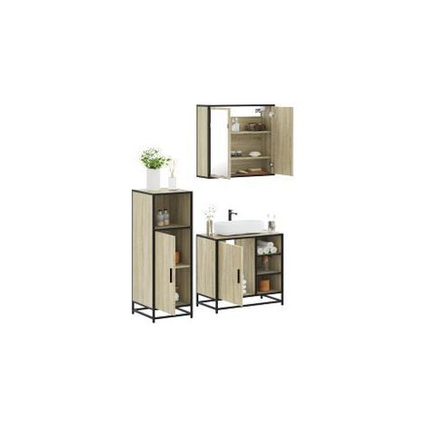 Ensemble de meubles de salle de bain 3 pcs chêne sonoma (1/5)