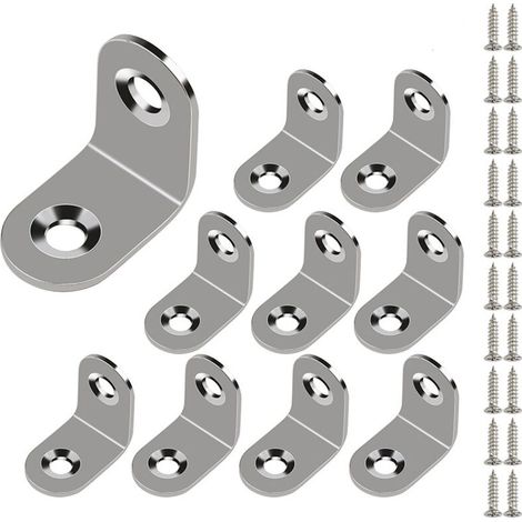 10er-Pack Edelstahl-Winkelverbinder, Vierkantwinkel (inkl. Schrauben), 25 x 25 mm, abgerundete Kante (1/5)