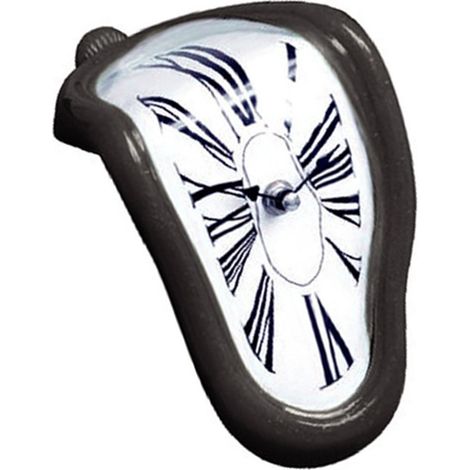 Horloge de bureau décorative rétro en plastique métallisé noir (1/5)