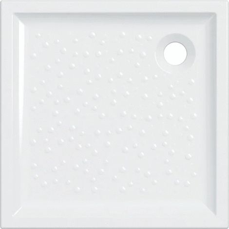 Geberit – Receveur de douche à encastrer céramique extra-plat 70x70cm – Bonde siphoïde 90 – Blanc brillant – Pour chantiers humides