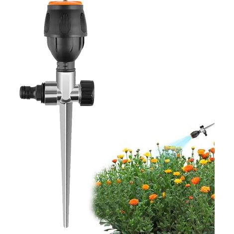 Aspersor de césped, estaca de riego automática, aspersor de 360 grados, aspersor de riego, aspersor de césped giratorio flexible, aspersor ajustable, aspersor de jardín resistente para césped y jardín (1/5)
