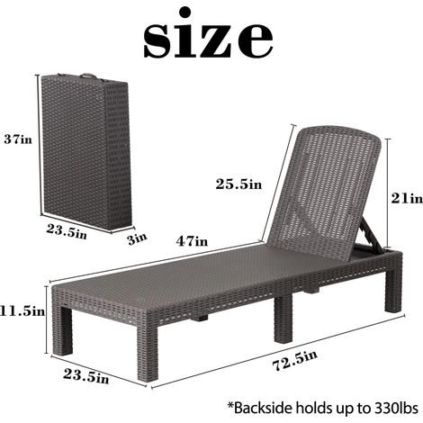 Bolli – Lot de 2 transats de jardin en résine tressée – Dossier réglable – Coussin inclus – Résistant aux intempéries – Noir