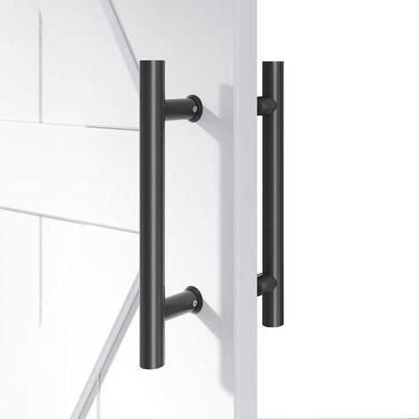 Poignée de porte coulissante en acier au carbone – Revêtement noir anti-corrosion – Longueur 600 mm – Espacement des trous 400 mm (1/5)