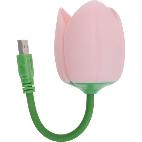 Veilleuse Tulipe en Silicone Rose, Lampe de Chevet sans Fil (1/5)
