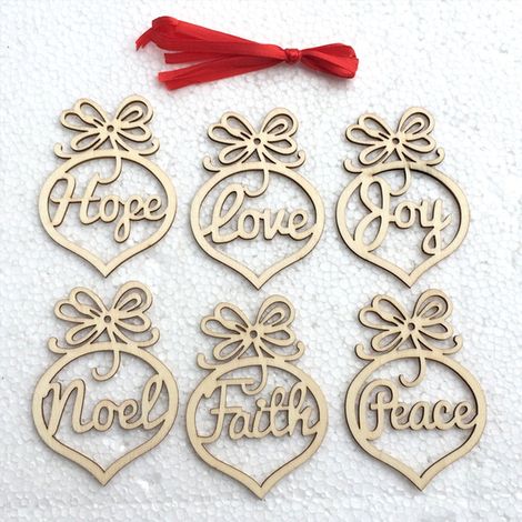 Ornement En Bois - Décoration De Noël Pour Arbre - 6 Pièces - 9,7 x 7,2 x 0,3 cm (1/5)