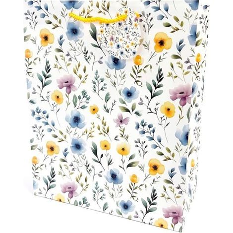 Borsa decorativa opaca 26x32x12cm con fiori
