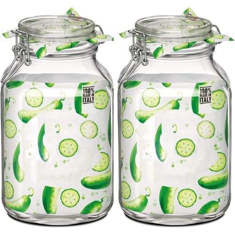 Bocaux hermétiques - JUANIO - Lot de 2 - 3 L - Verre - Ø14 x H24.2 cm (1/3)