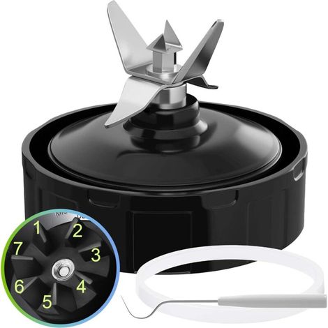 Lama di estrazione a 7 lame con guarnizione in gomma - Ricambio compatibile con i frullatori Nurti Ninja Auto iQ BL480 BL482 BL642 BL682 NN102 (7 lame) (1/4)
