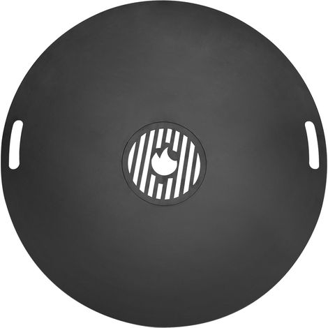 Randaco Plancha de Cocción para Brasero Ø 80 cm de Acero al Carbono Macizo 5 mm de Grosor con Parrilla Central y Guantes para Barbacoa Incluidos (1/5)