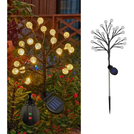 Lampes solaires décoratives étanches, branches lumineuses en boule de cristal, lampes de sol, 300MAL, 8 modes, adaptées aux terrasses, lumière chaude (1/5)