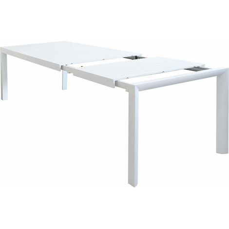 Tavolo allungabile "Sydney" in alluminio telescopico dogato 225-300x100 per giardino e veranda -Bianco / Tavolo + 6 Poltrone (1/4)
