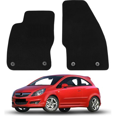Tapis de Sol de Voiture Remplacement pour Opel/Vauxhall Corsa D 2006-2014, Tapis de Sol Haut de Gamme Siège Avant Tapis de Voiture Noirs Classiques Adaptés  Tapis de sol de qualité supérieure pour siè (1/5)