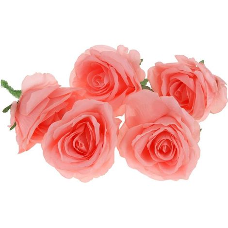 Fiori artificiali a forma di rosa per decorazioni 5 pezzi - Salmone (1/3)