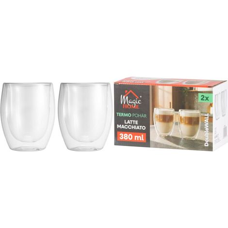 Glas MagicHome Latte Macchiato für Kaffee/Tee, Thermo mit doppelter Wandung, 380 ml, Packung 2 Stk (1/4)