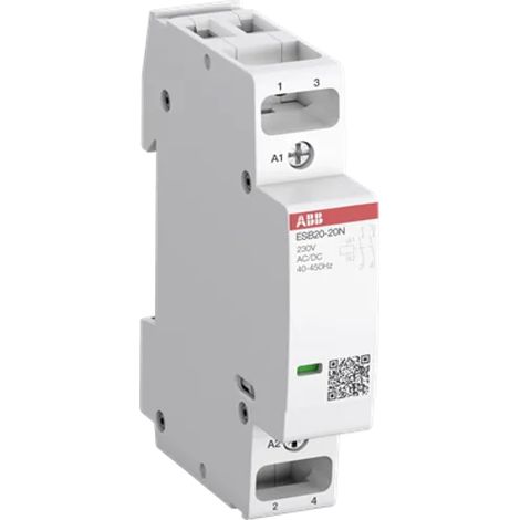 ABB ESB2011N01 - Contattore serie ESB, 2 poli, 1 NO + 1 NC, 20 A, 4,6 kW, bobina 110 V c.a.